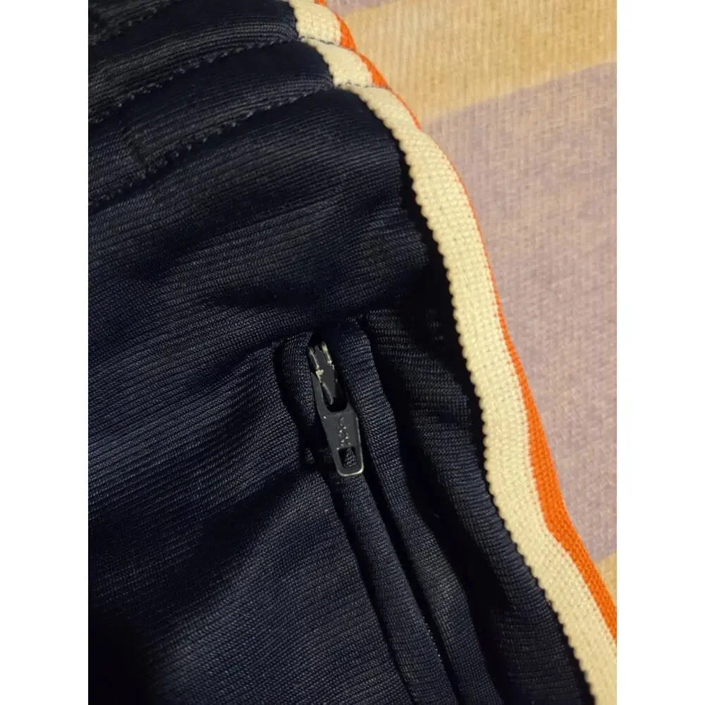 Vintage 70s Adidas Track Pants USA Made Blue Orange Pleated Large Trefoil Warmup